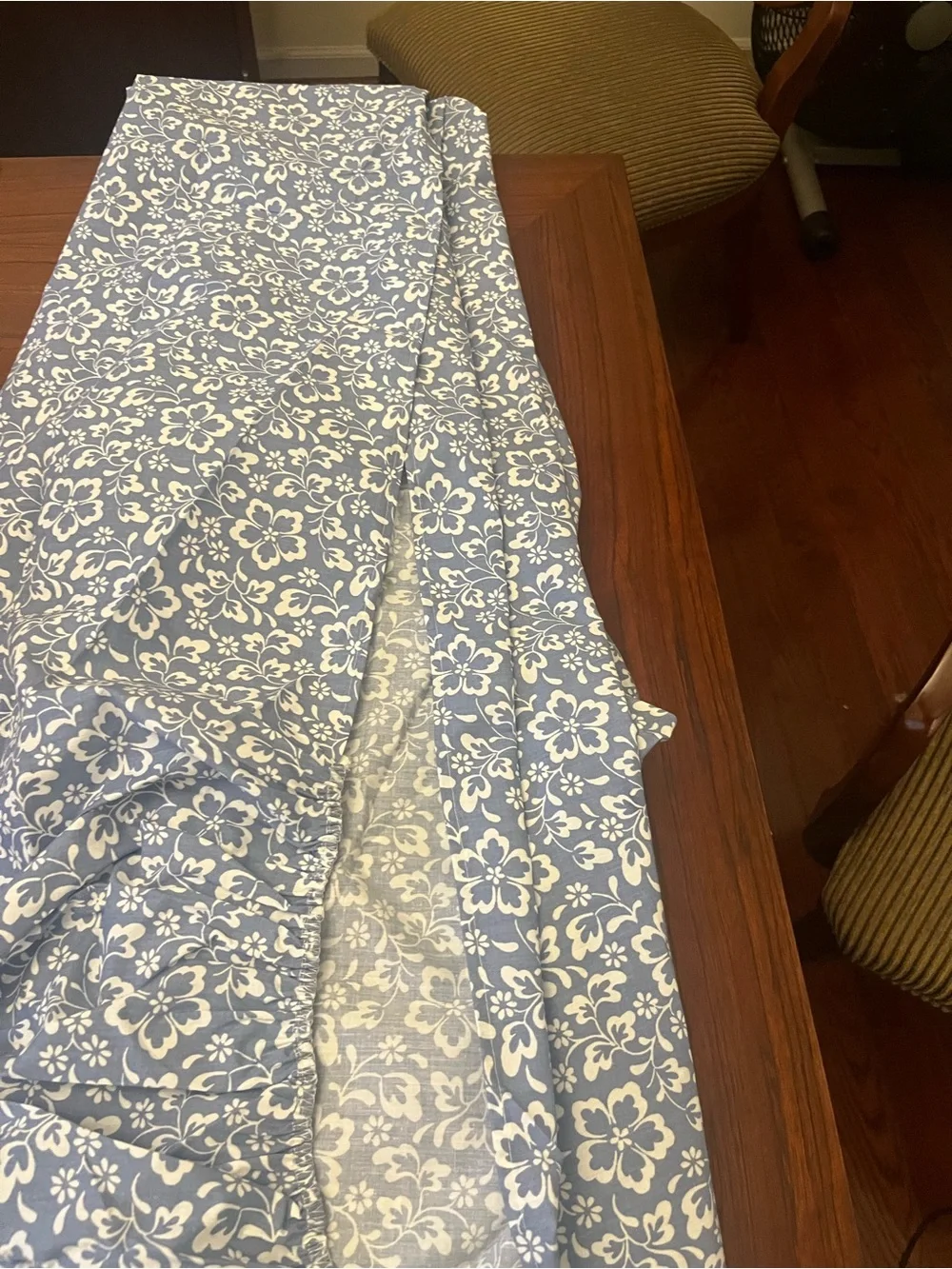 Blue and White Utica Floral Full size Sheet set